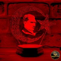 Ay Yıldızlı Atatürk Görselli 3D Lamba