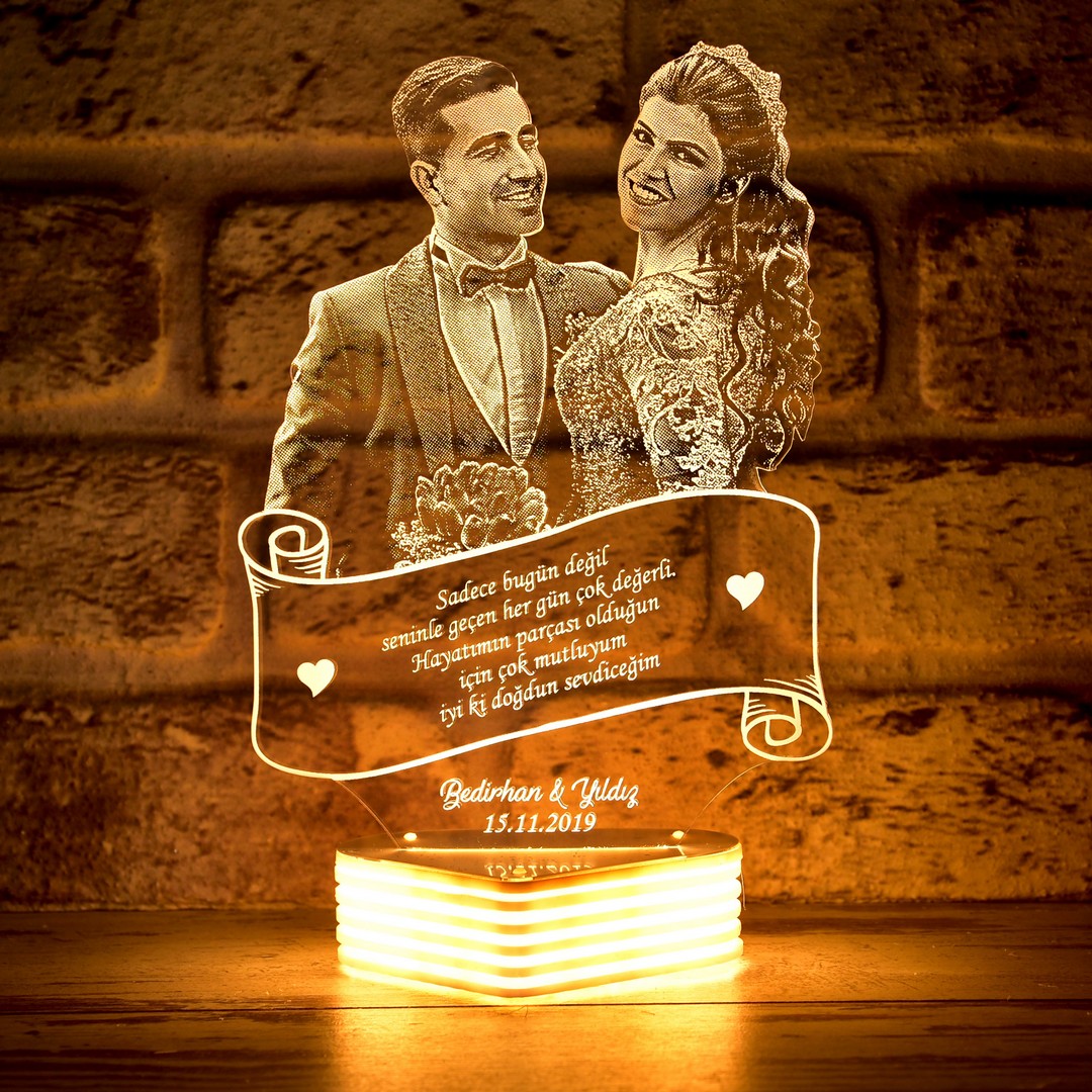 Yeni Evlilere, Gelin Damat Hediyesi Led Lamba