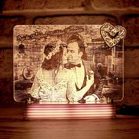 Eşe Hediye Gelin Damat  Fotoğraflı 3D Lamba