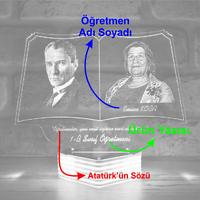 Atatürk Görselli Öğretmenler Günü Hediyesi 3D Lamba