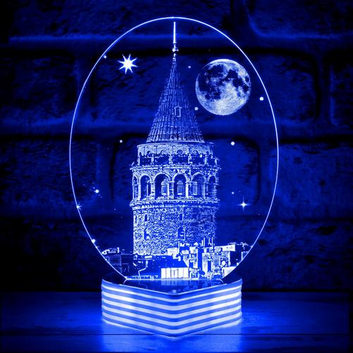 İstanbul Galata Kulesi Görselli 3D Lamba