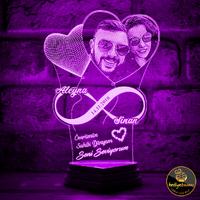 Sevgiliye Hediye, Sevgililer Günü Hediyesi Sonsuz Kalp 3D Lamba