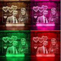 Sevgiliye Hediye Nişanlılara Özel Resimli 3D Lamba