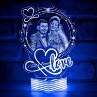 Sevgiliye Love Yazılı Hediye, Resimli 3D Lamba